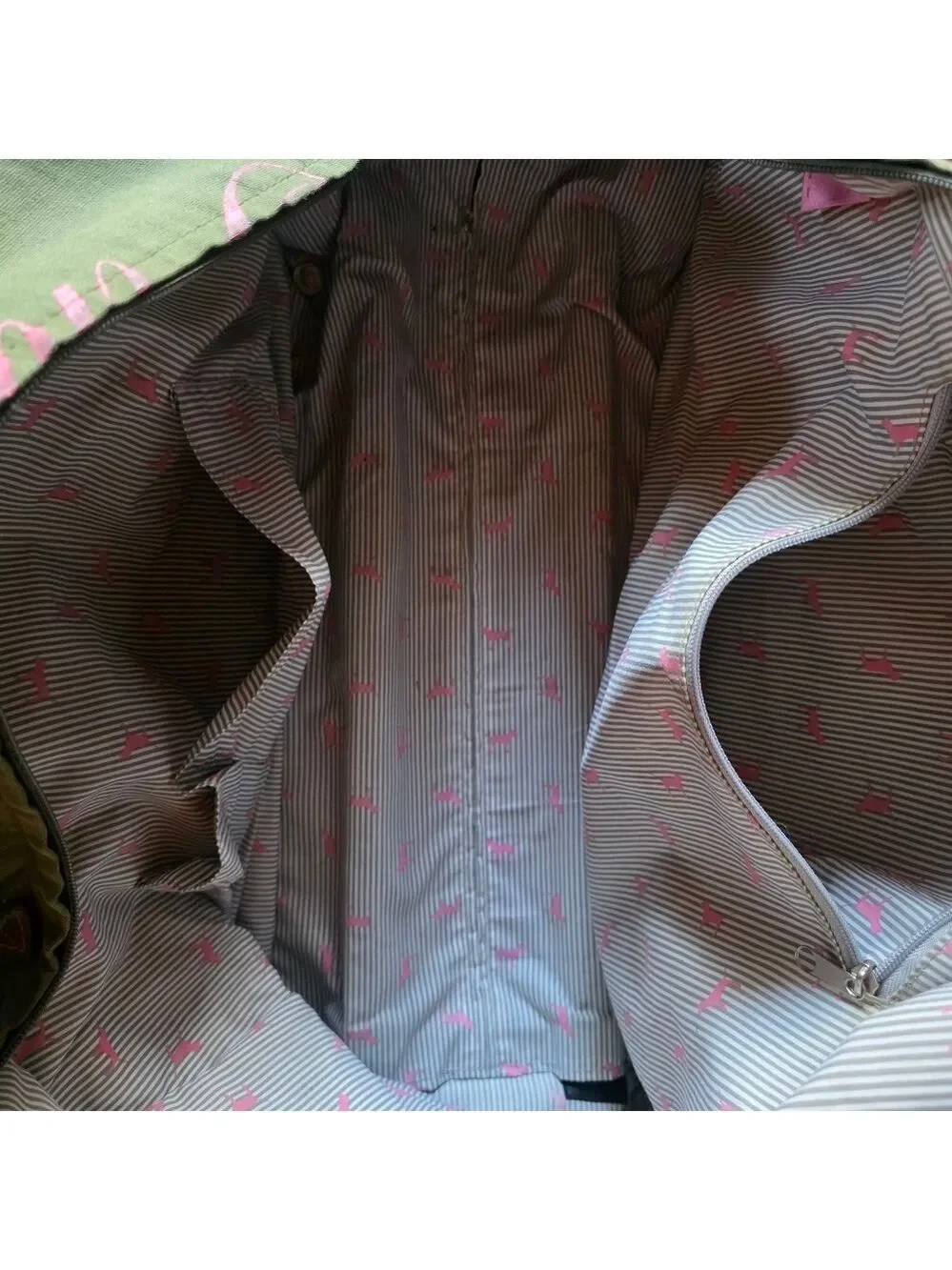 PINK Olive Green and Pink Graphic Weekend Duffel *Rare* - Picture 12 of 13